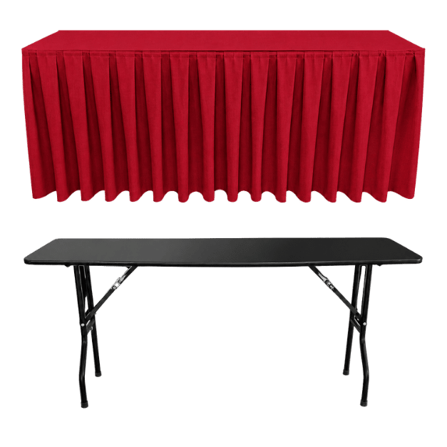 BOX PİLE DİKDÖRTGEN BANKET MASA ÖRTÜSÜ KIRMIZI - En : 45 cm Boy: 120 cm Yükseklik : 73 cm