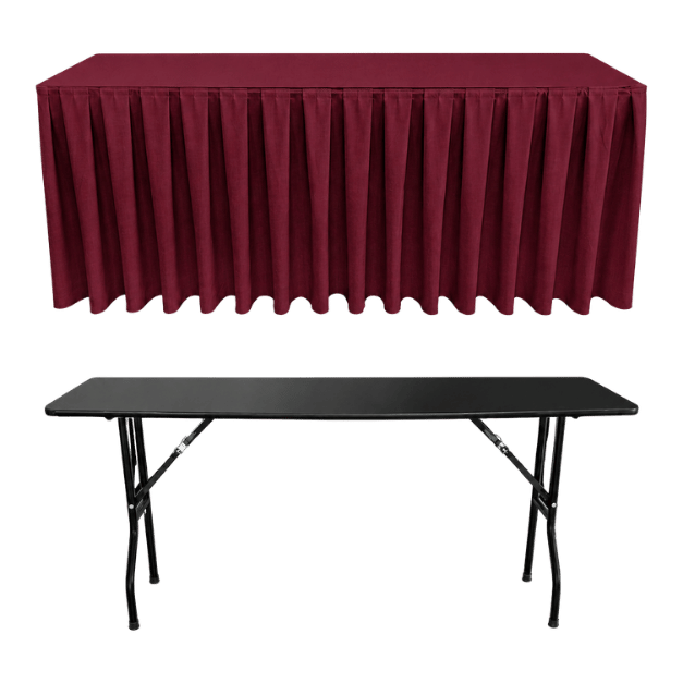 BOX PİLE DİKDÖRTGEN BANKET MASA ÖRTÜSÜ BORDO - En : 45 cm Boy: 120 cm Yükseklik : 73 cm