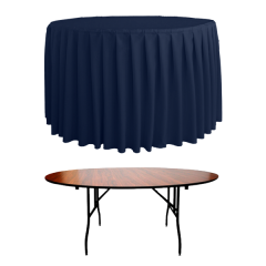 AKORDİYON PİLE YUVARLAK BANKET MASA ÖRTÜSÜ 120 cm Çap - MARINE MAVİ