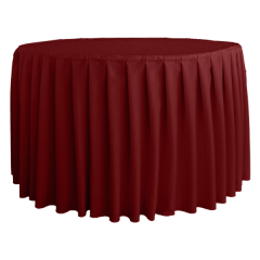 AKORDİYON PİLE YUVARLAK BANKET MASA ÖRTÜSÜ 120 cm Çap - BORDO