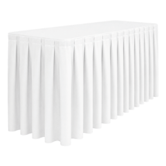 BOX PİLE DİKDÖRTGEN BANKET MASA ÖRTÜSÜ BEYAZ - En : 90 cm Boy: 120 cm Yükseklik : 73 cm
