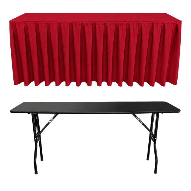 BOX PİLE DİKDÖRTGEN BANKET MASA ÖRTÜSÜ KIRMIZI - En : 90 cm Boy: 120 cm Yükseklik : 73 cm