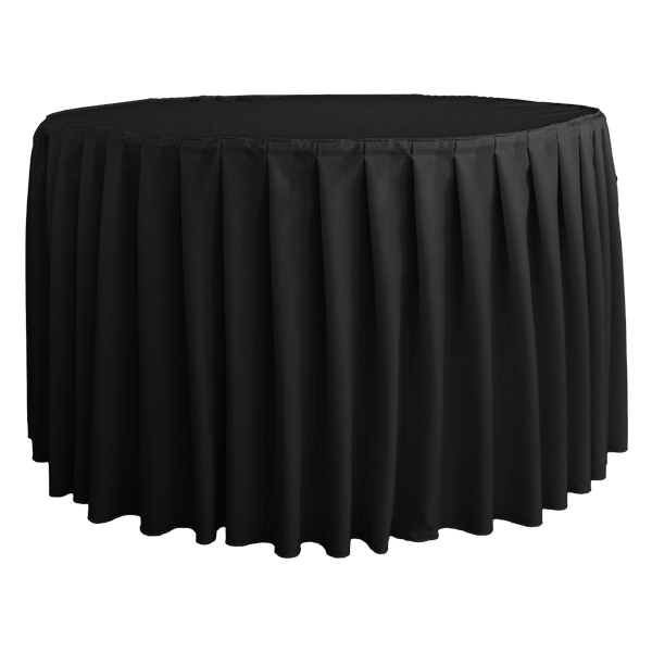 AKORDİYON PİLE YUVARLAK BANKET MASA ÖRTÜSÜ 150 cm Çap - SİYAH