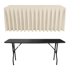 BOX PİLE DİKDÖRTGEN BANKET MASA ÖRTÜSÜ EKRU - En : 90 cm Boy: 140 cm Yükseklik : 73 cm