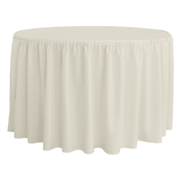 PLISSE PİLE YUVARLAK BANKET MASA ÖRTÜSÜ 120 cm Çap - EKRU