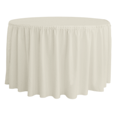 PLISSE PİLE YUVARLAK BANKET MASA ÖRTÜSÜ 120 cm Çap - EKRU