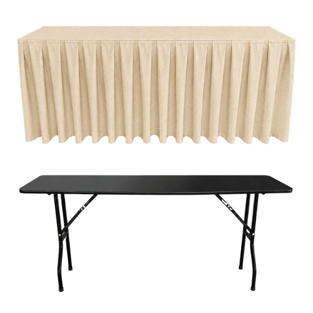 BOX PİLE DİKDÖRTGEN BANKET MASA ÖRTÜSÜ KREM - En : 90 cm Boy: 140 cm Yükseklik : 73 cm