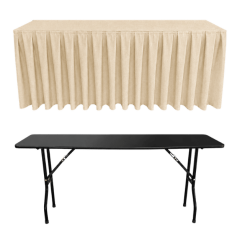 BOX PİLE DİKDÖRTGEN BANKET MASA ÖRTÜSÜ KREM - En : 90 cm Boy: 140 cm Yükseklik : 73 cm