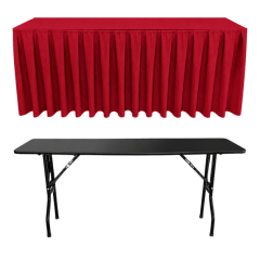 BOX PİLE DİKDÖRTGEN BANKET MASA ÖRTÜSÜ KIRMIZI - En : 90 cm Boy: 140 cm Yükseklik : 73 cm
