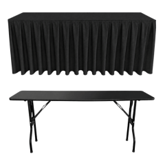 BOX PİLE DİKDÖRTGEN BANKET MASA ÖRTÜSÜ SİYAH - En : 90 cm Boy: 140 cm Yükseklik : 73 cm