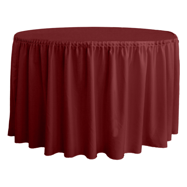 PLISSE PİLE YUVARLAK BANKET MASA ÖRTÜSÜ 150 cm Çap - BORDO