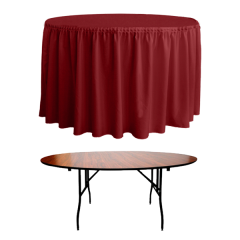 PLISSE PİLE YUVARLAK BANKET MASA ÖRTÜSÜ 180 cm Çap - BORDO