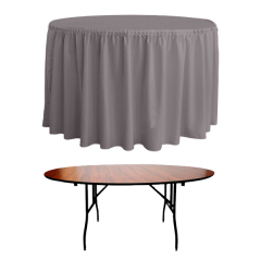 PLISSE PİLE YUVARLAK BANKET MASA ÖRTÜSÜ 120 cm Çap - GRİ