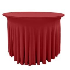 STREÇ FLOW YUVARLAK BANKET MASA ÖRTÜSÜ - 220 GR STREÇ KIRMIZI - 120 cm Çap