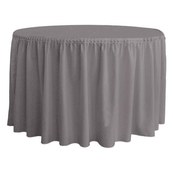 PLISSE PİLE YUVARLAK BANKET MASA ÖRTÜSÜ 150 cm Çap - GRİ