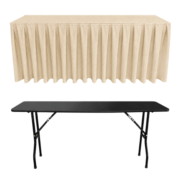 BOX PİLE DİKDÖRTGEN BANKET MASA ÖRTÜSÜ KREM - En : 70 cm Boy: 140 cm Yükseklik : 73 cm