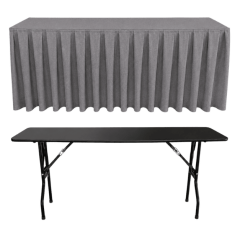 BOX PİLE DİKDÖRTGEN BANKET MASA ÖRTÜSÜ GRİ - En : 70 cm Boy: 140 cm Yükseklik : 73 cm