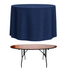 PİLESİZ BANKET YUVARLAK MASA ÖRTÜSÜ 150 cm Çap - MARINE MAVİ