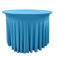 STREÇ FLOW YUVARLAK BANKET MASA ÖRTÜSÜ - 220 GR STREÇ CORN MAVİ - 150 cm Çap