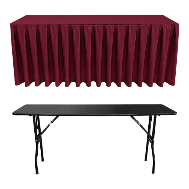 BOX PİLE DİKDÖRTGEN BANKET MASA ÖRTÜSÜ BORDO - En : 45 cm Boy: 180 cm Yükseklik : 73 cm