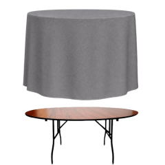 PİLESİZ BANKET YUVARLAK MASA ÖRTÜSÜ 120 cm Çap - GRİ