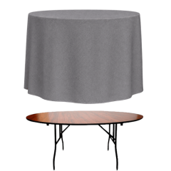 PİLESİZ BANKET YUVARLAK MASA ÖRTÜSÜ 180 cm Çap - GRİ
