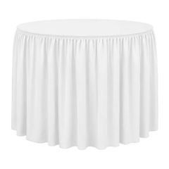 SHIRRED PİLE YUVARLAK BANKET MASA ÖRTÜSÜ 120 cm Çap - BEYAZ