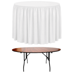 SHIRRED PİLE YUVARLAK BANKET MASA ÖRTÜSÜ 120 cm Çap - BEYAZ