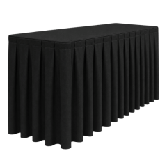 BOX PİLE DİKDÖRTGEN BANKET MASA ÖRTÜSÜ SİYAH - En : 70 cm Boy: 160 cm Yükseklik : 73 cm