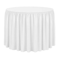 SHIRRED PİLE YUVARLAK BANKET MASA ÖRTÜSÜ 180 cm Çap - BEYAZ