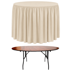 SHIRRED PİLE YUVARLAK BANKET MASA ÖRTÜSÜ 150 cm Çap - EKRU