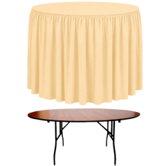 SHIRRED PİLE YUVARLAK BANKET MASA ÖRTÜSÜ 150 cm Çap - KREM