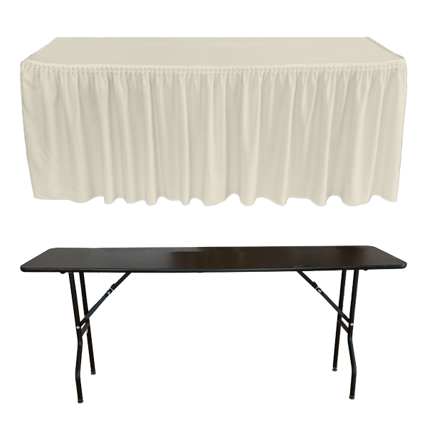 PLISSE PİLE DİKDÖRTGEN BANKET MASA ÖRTÜSÜ En : 90 cm Boy: 120 cm Yükseklik : 73 cm - EKRU
