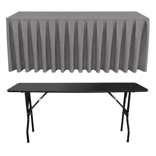 BOX PİLE DİKDÖRTGEN BANKET MASA ÖRTÜSÜ GRİ - En : 70 cm Boy: 180 cm Yükseklik : 73 cm