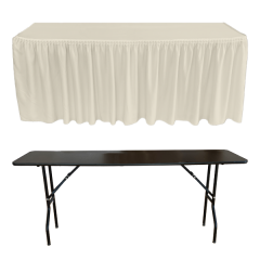 PLISSE PİLE DİKDÖRTGEN BANKET MASA ÖRTÜSÜ En : 90 cm Boy: 140 cm Yükseklik : 73 cm - EKRU