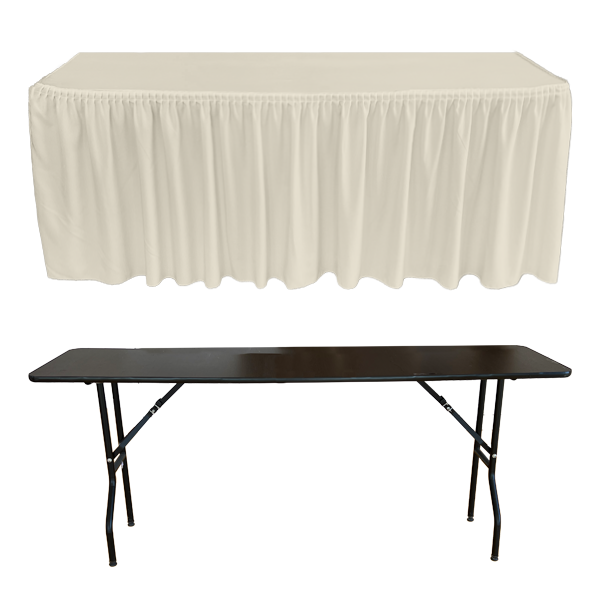 PLISSE PİLE DİKDÖRTGEN BANKET MASA ÖRTÜSÜ En : 90 cm Boy: 160 cm Yükseklik : 73 cm - EKRU