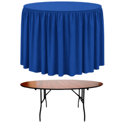 SHIRRED PİLE YUVARLAK BANKET MASA ÖRTÜSÜ 150 cm Çap - CORN MAVİ