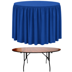 SHIRRED PİLE YUVARLAK BANKET MASA ÖRTÜSÜ 180 cm Çap - CORN MAVİ