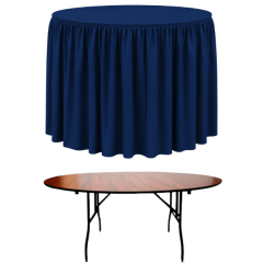 SHIRRED PİLE YUVARLAK BANKET MASA ÖRTÜSÜ 120 cm Çap - MARINE MAVİ