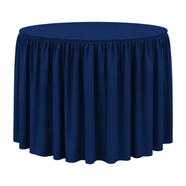 SHIRRED PİLE YUVARLAK BANKET MASA ÖRTÜSÜ 120 cm Çap - MARINE MAVİ