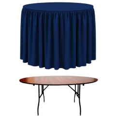 SHIRRED PİLE YUVARLAK BANKET MASA ÖRTÜSÜ 180 cm Çap - MARINE MAVİ