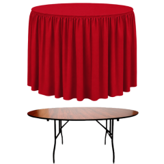 SHIRRED PİLE YUVARLAK BANKET MASA ÖRTÜSÜ 120 cm Çap - KIRMIZI