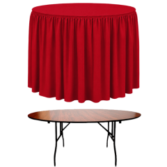 SHIRRED PİLE YUVARLAK BANKET MASA ÖRTÜSÜ 150 cm Çap - KIRMIZI