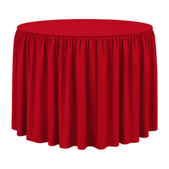 SHIRRED PİLE YUVARLAK BANKET MASA ÖRTÜSÜ 180 cm Çap - KIRMIZI