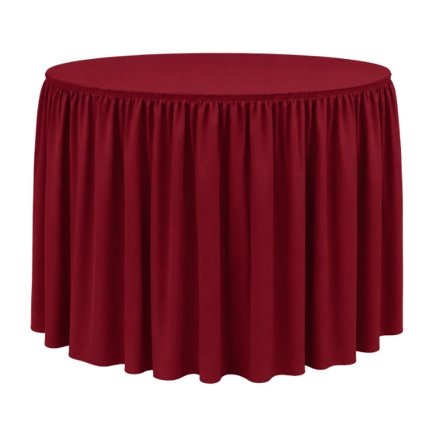 SHIRRED PİLE YUVARLAK BANKET MASA ÖRTÜSÜ 150 cm Çap - BORDO