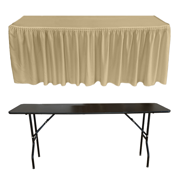 PLISSE PİLE DİKDÖRTGEN BANKET MASA ÖRTÜSÜ En : 90 cm Boy: 120 cm Yükseklik : 73 cm - KREM