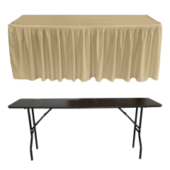 PLISSE PİLE DİKDÖRTGEN BANKET MASA ÖRTÜSÜ En : 90 cm Boy: 140 cm Yükseklik : 73 cm - KREM