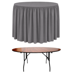 SHIRRED PİLE YUVARLAK BANKET MASA ÖRTÜSÜ 120 cm Çap - GRİ