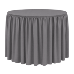 SHIRRED PİLE YUVARLAK BANKET MASA ÖRTÜSÜ 120 cm Çap - GRİ