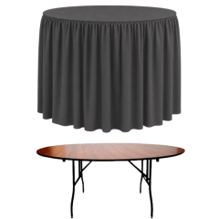 SHIRRED PİLE YUVARLAK BANKET MASA ÖRTÜSÜ 180 cm Çap - ANTRASİT